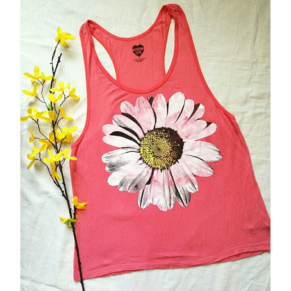 Pre-loved Pink Sunflower tank top XL